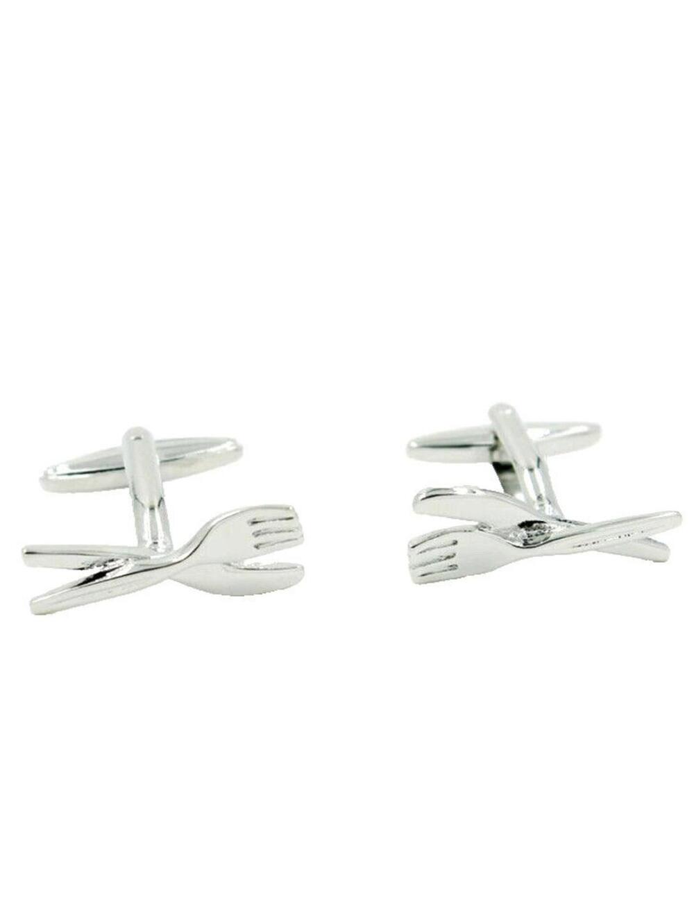 Men's Cufflinks Set Kitchen Utensils Cooking Chef Knife & Fork Cufflinks New 2pc